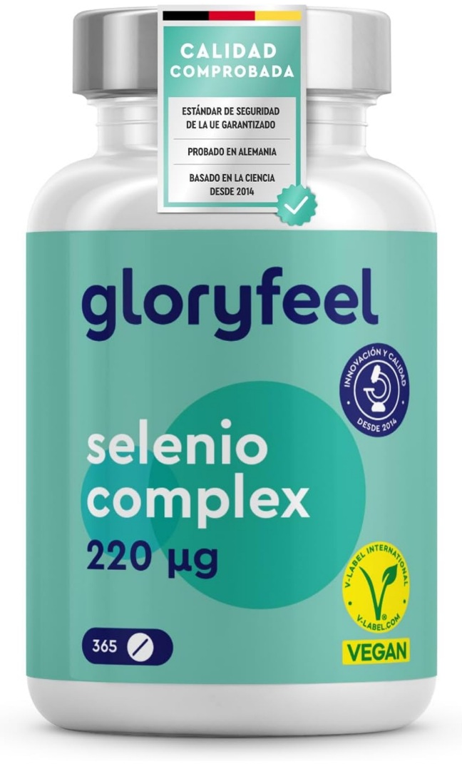 Selenio 220 mcg - 365 Tabletas (Para 1 año) - Desintoxicante natural Elimina metales pesados Función normal de la tiroides, sistema inmunológico, cabello y uñas - Sin Aditivos