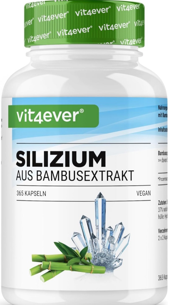 Silicio - 240 cápsulas con 500 mg Salud de la piel Pelo y Huesos de silicio orgánico al día - Derivado naturalmente del extracto de bambú - Altamente dosificado - Vegano