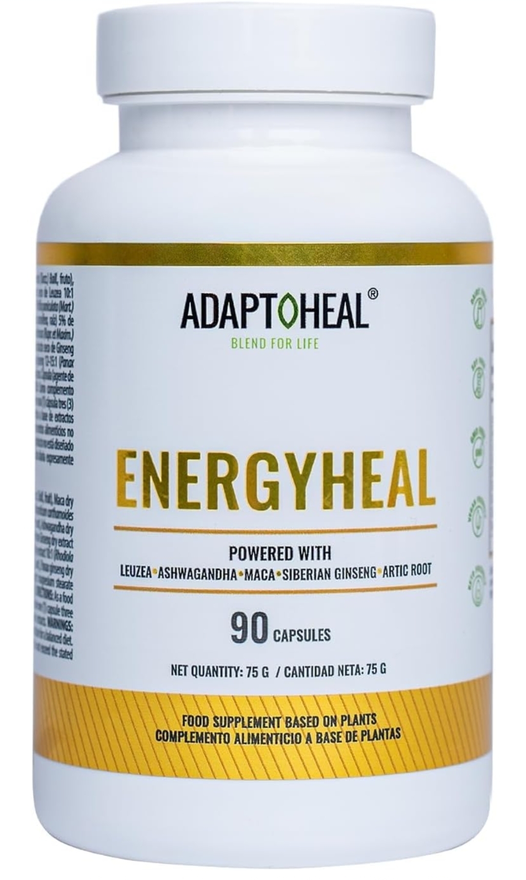 Complemento Alimenticio- Aumenta la Energía, la Concentración y la Vitalidad a Base de Plantas como Ashwagandha, Rhodiola Rosea, Maca–Vegano, Sin Gluten ni Lácteos